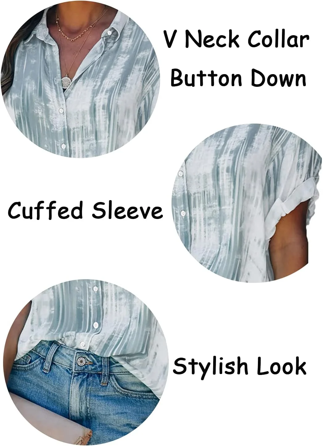 پیراهن های دکمه دار تابستانی Epoleatries زنانه، بلوز سایز بزرگ، تاپ های گشاد و غیر رسمی (خاکستری, XXXL)