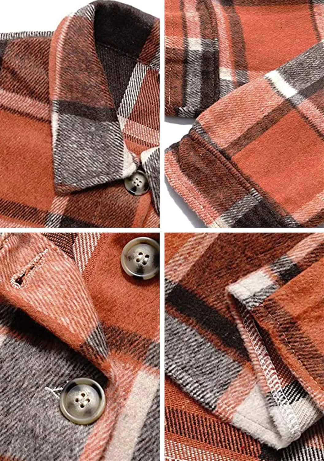 EFOFEI بلوز چهارخانه زنانه، دکمه دار، جیب دار، یقه برگردان، آستین بلند، مدل گشاد EFOFEI بلوز چهارخانه زنانه، دکمه دار، جیب دار، یقه برگردان، آستین بلند، مدل گشاد