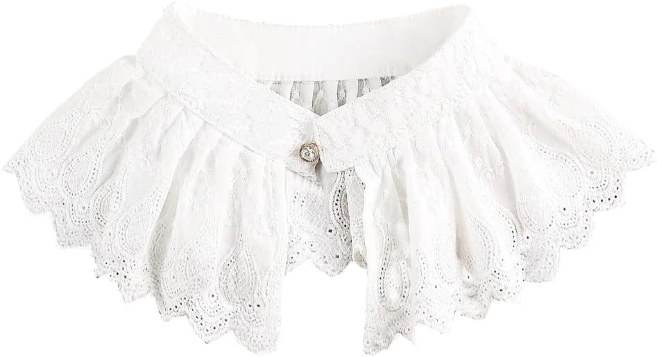 یقه توری زنانه DRHOM مدل دکمه دار، یقه پیلی دار برای بلوز و لباس