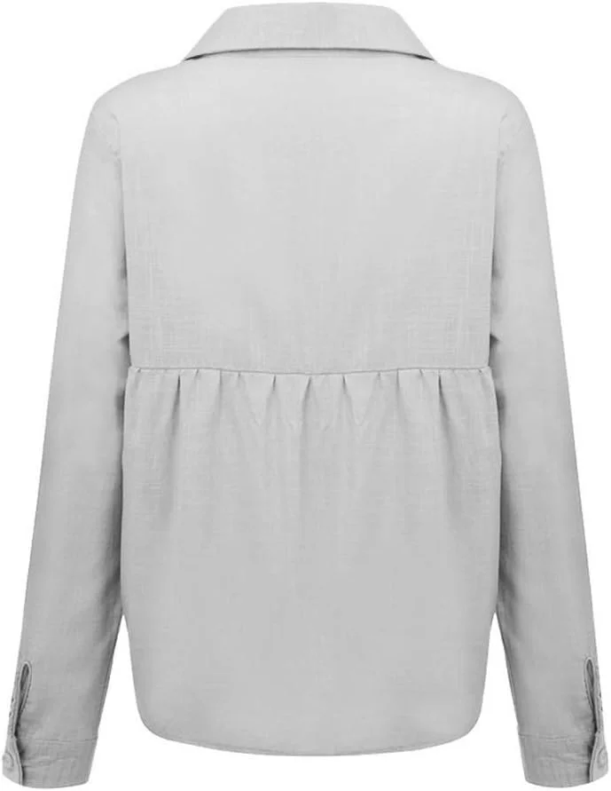 پیراهن زنانه Edhomenn، آستین بلند، دکمه دار، بلوز غیر رسمی، مناسب بانوان، تاپ های رسمی اداری، لباس های بهاره و پاییزه