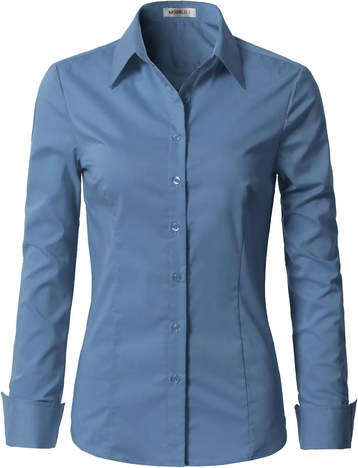 پیراهن های کلاسیک DOUBLJU آستین بلند، مدل جذب، دکمه دار، پیراهن Y، بلوزهای نرم و غیر رسمی پایه ای برای زنان با سایز بزرگ، Cwtdsl01_denim, XL