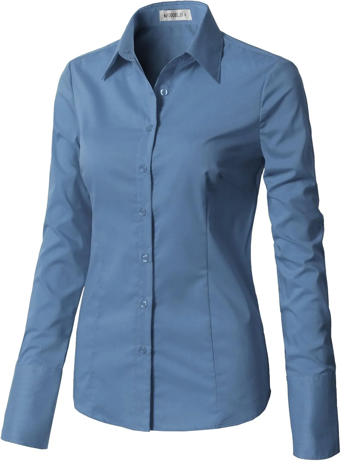 پیراهن های کلاسیک DOUBLJU آستین بلند، مدل جذب، دکمه دار، پیراهن Y، بلوزهای نرم و غیر رسمی پایه ای برای زنان با سایز بزرگ، Cwtdsl01_denim, XL