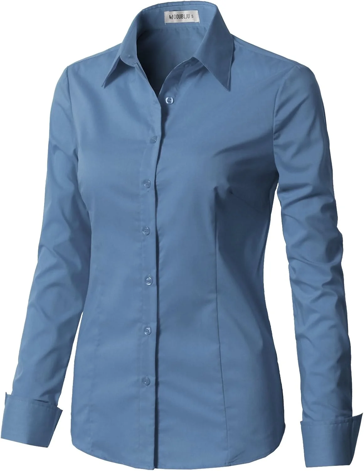 پیراهن های کلاسیک DOUBLJU آستین بلند، مدل جذب، دکمه دار، پیراهن Y، بلوزهای نرم و غیر رسمی پایه ای برای زنان با سایز بزرگ، Cwtdsl01_denim, XL
