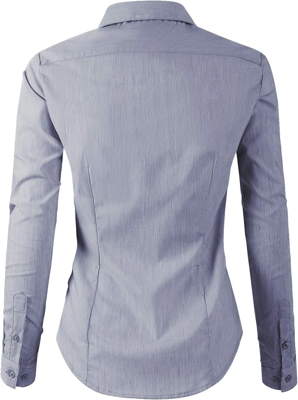 پیراهن آستین بلند دکمه دار یقه دار Slim Fit Basic DOUBLJU برای زنان با سایز بزرگ