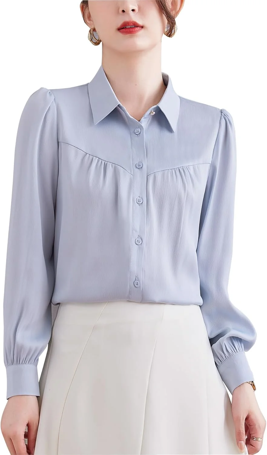 بلوز آستین بلند دکمه دار زنانه Double Plus، مناسب برای کار و مجالس