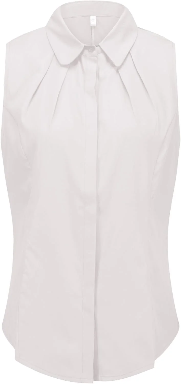 بلوز زنانه دکمه دار بدون آستین یقه دار پلیسه دار دابل پلاس مناسب کار بلوز زنانه دکمه دار بدون آستین یقه دار پلیسه دار دابل پلاس مناسب کار