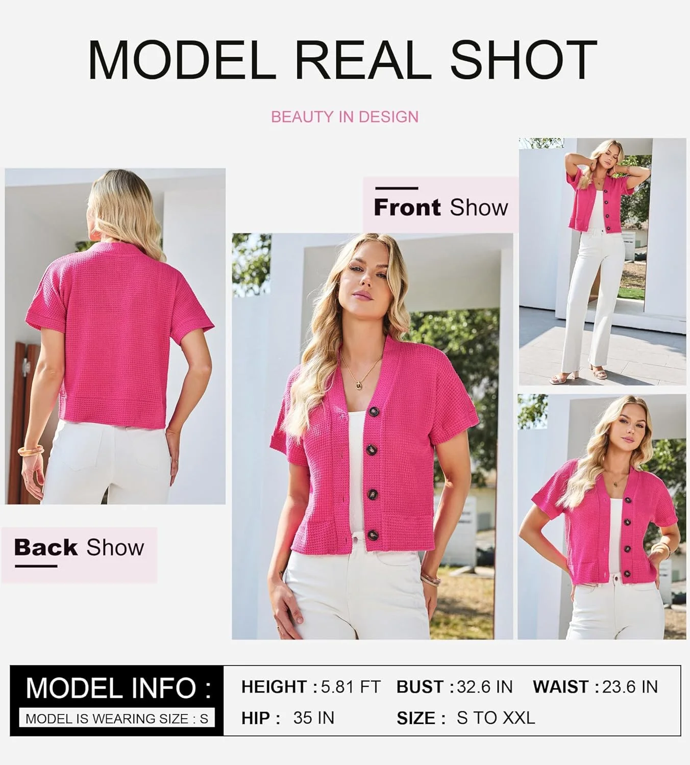 تاپ زنانه Dokotoo مدل تابستانی 2025 بافت وافل دکمه دار، پیراهن های غیر رسمی یقه هفت آستین کوتاه، کت شاکت، بلوزهای مجلسی