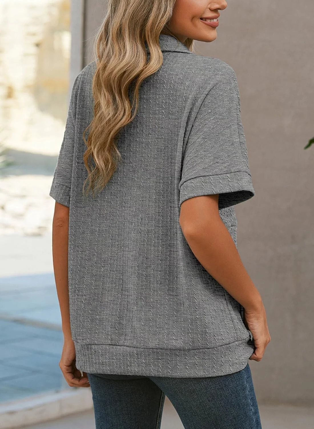 Dokotoo پیراهن زنانه بهاره و تابستانه آستین کوتاه دکمه دار یقه برگردان یقه هفت مدل گشاد و بزرگ تاپ های غیر رسمی