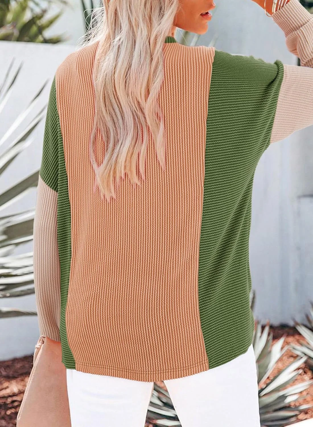 Dokotoo بلوز بافتنی آستین بلند زنانه با طرح رنگی، یقه هفت و دکمه دار Dokotoo بلوز بافتنی آستین بلند زنانه با طرح رنگی، یقه هفت و دکمه دار