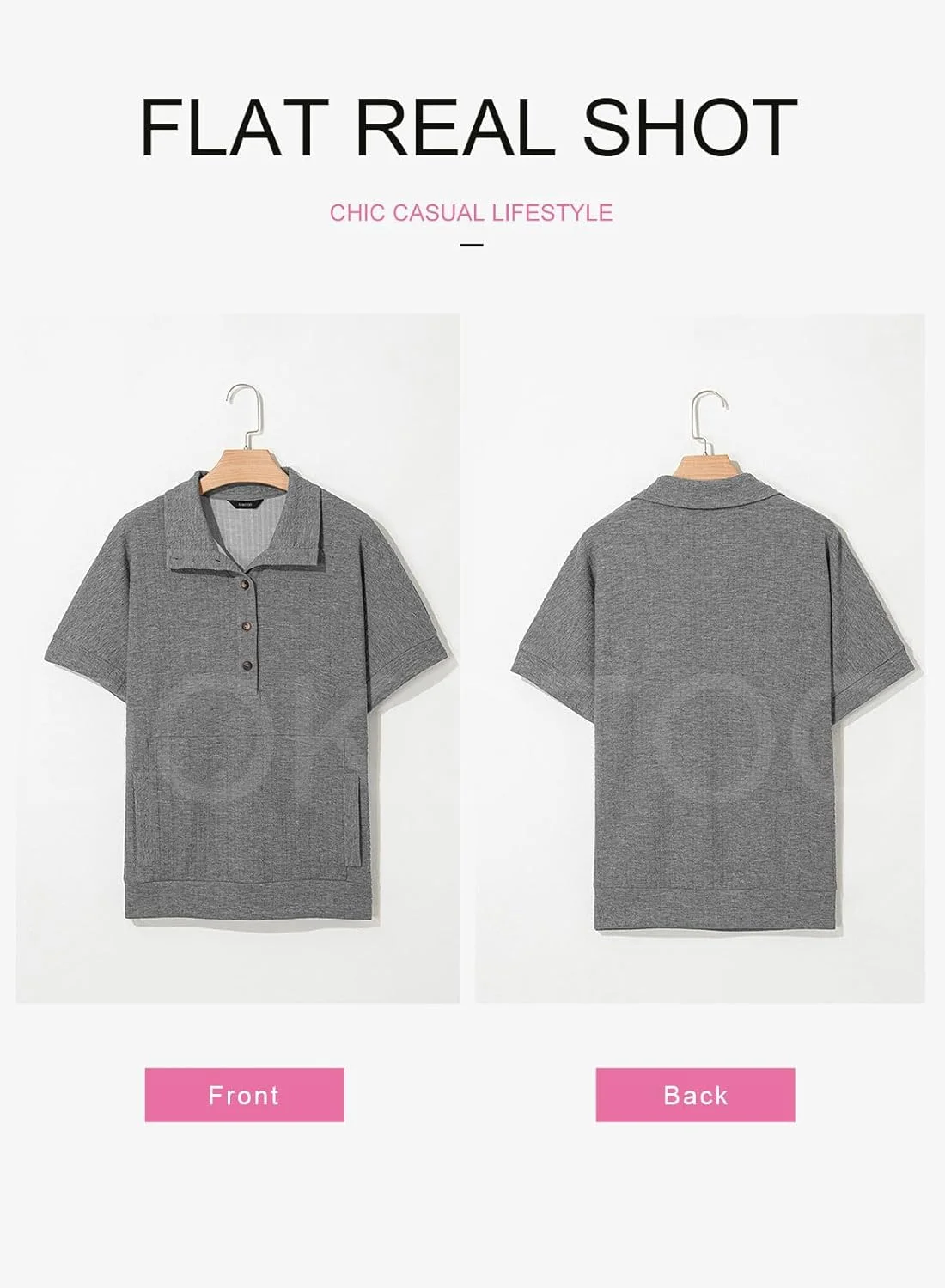 Dokotoo پیراهن زنانه بهاره و تابستانه آستین کوتاه دکمه دار یقه برگردان یقه هفت مدل گشاد و بزرگ تاپ های غیر رسمی