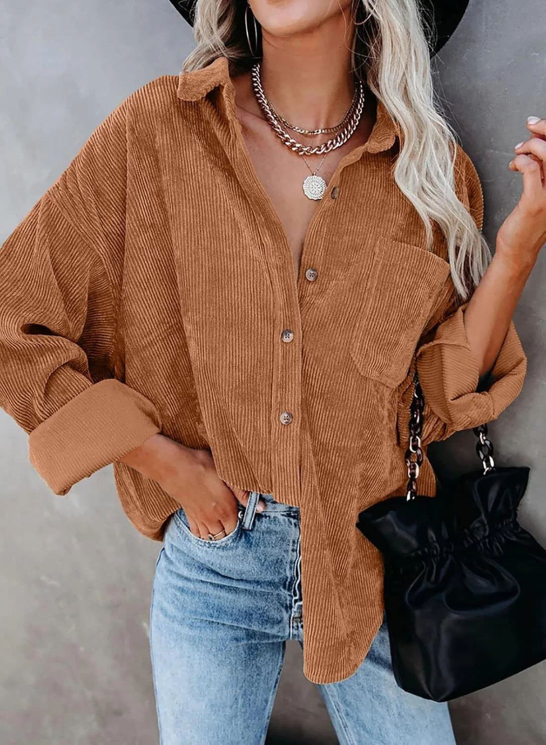 Dokotoo ژاکت بافتنی بلند زنانه دکمه دار با جیب و جلوی باز