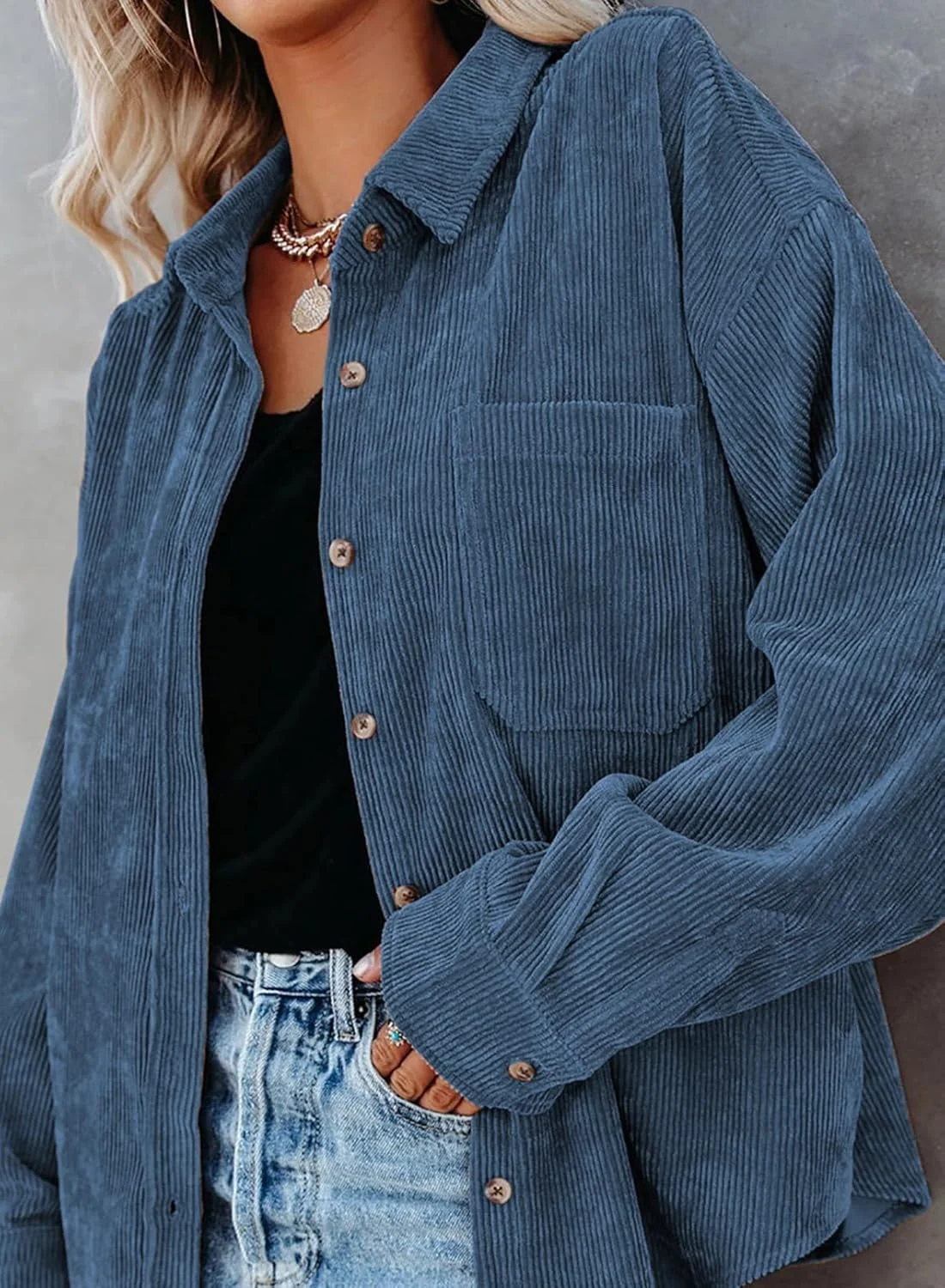 بلوز آستین بلند زنانه Dokotoo، تاپ های غیر رسمی شیک، پیراهن های دکمه دار آستین بلند ساده، پیراهن مخمل کبریتی یقه دار، تونیک یقه ایستاده با جیب های سینه، تاپ آبی L بلوز آستین بلند زنانه Dokotoo، تاپ های غیر رسمی شیک، پیراهن های دکمه دار آستین بلند ساده، پیراهن مخمل کبریتی یقه دار، تونیک یقه ایستاده با جیب های سینه، تاپ آبی L