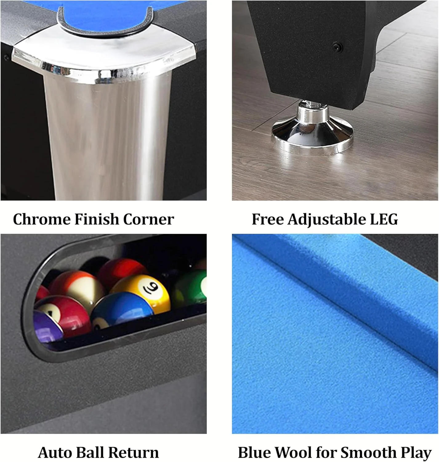 میز بیلیارد حرفه ای 7 و 8 فوتی Sparnod Fitness - قاب MDF بادوام، پارچه پشمی آبی، شامل مجموعه لوازم جانبی کامل، مونتاژ آسان برای استفاده در خانه و سالن بیلیارد میز بیلیارد حرفه ای 7 و 8 فوتی Sparnod Fitness - قاب MDF بادوام، پارچه پشمی آبی، شامل مجموعه لوازم جانبی کامل، مونتاژ آسان برای استفاده در خانه و سالن بیلیارد