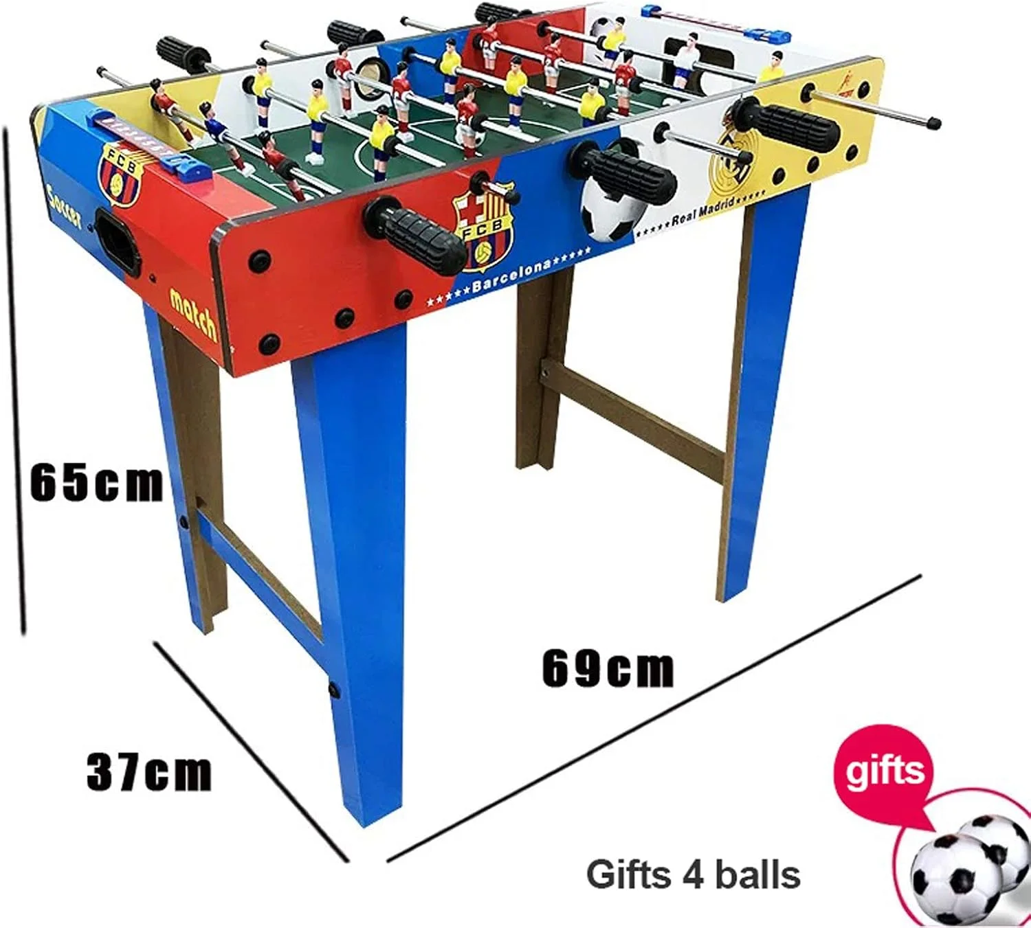 فوتبال دستی رومیزی ۱۴ اینچی QRSTUVW با ۴ توپ، میز بازی فوتبال چوبی سایز کوچک برای داخل و خارج از خانه، مناسب برای کودکان، شب های خانوادگی، Ba B6+:XL
