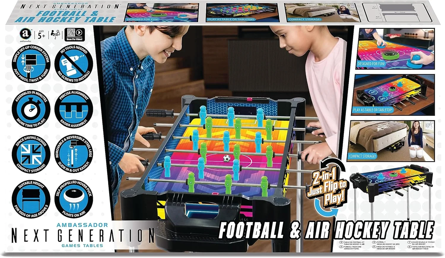 میز فوتبال دستی و ایر هاکی دو طرفه 2 در 1 مدل نئون 27 اینچی (68.5 سانتی متر) میز فوتبال دستی و ایر هاکی دو طرفه 2 در 1 مدل نئون 27 اینچی (68.5 سانتی متر)
