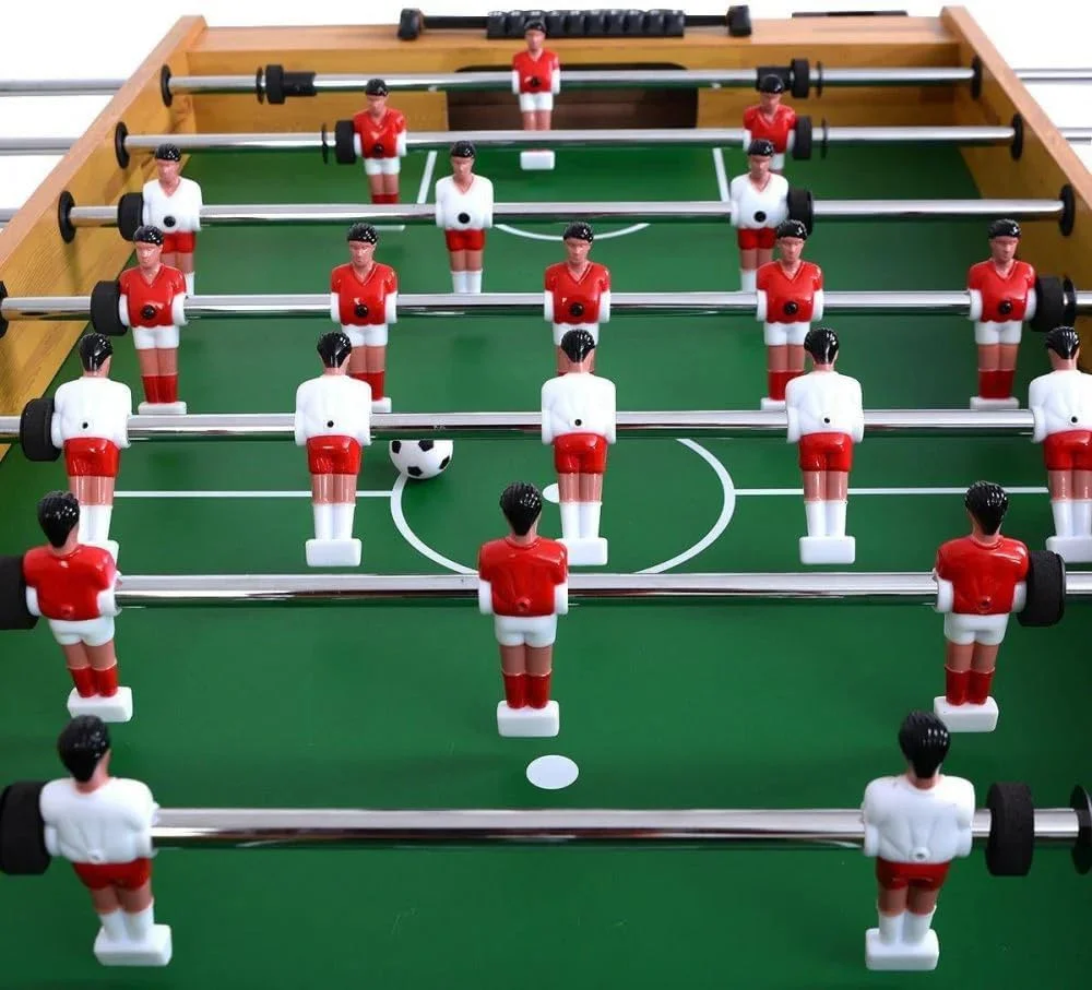 فوتبال دستی ایستاده پاورلکس - پایه های چوبی - ساختار MDF | شامل دو توپ و میز فوتبال دستی | مونتاژ آسان | میز 4 فوتی با حرکت روان | فوتبال دستی برای کودکان