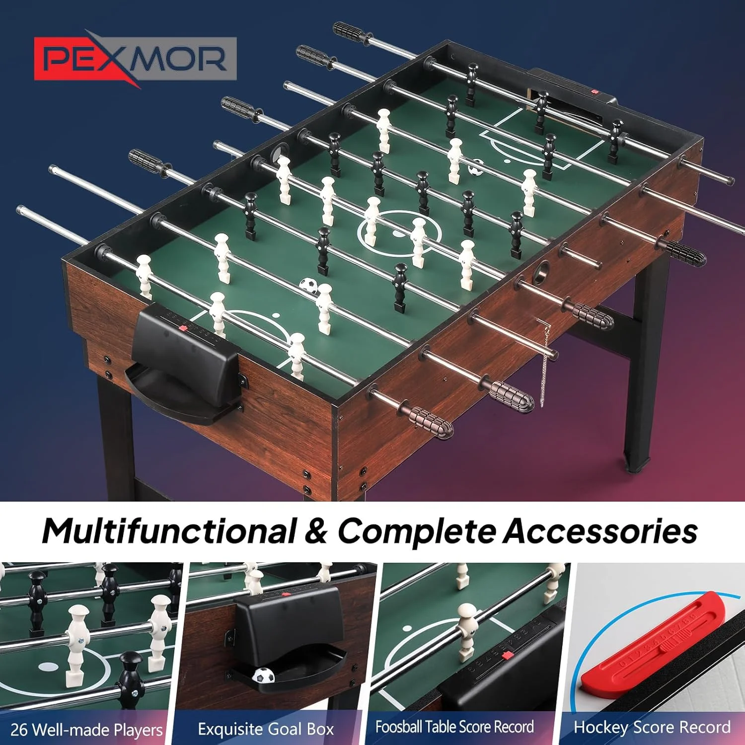 میز بازی چند منظوره PEXMOR 6/10 در 1 برای بزرگسالان، میز بازی ترکیبی برای اتاق بازی، ست میز بازی 48 اینچی برای خانواده با هاکی، فوتبال دستی، بیلیارد، پینگ پنگ، شافل بورد، شطرنج، چکرز، بولینگ، تخته نرد میز بازی چند منظوره PEXMOR 6/10 در 1 برای بزرگسالان، میز بازی ترکیبی برای اتاق بازی، ست میز بازی 48 اینچی برای خانواده با هاکی، فوتبال دستی، بیلیارد، پینگ پنگ، شافل بورد، شطرنج، چکرز، بولینگ، تخته نرد