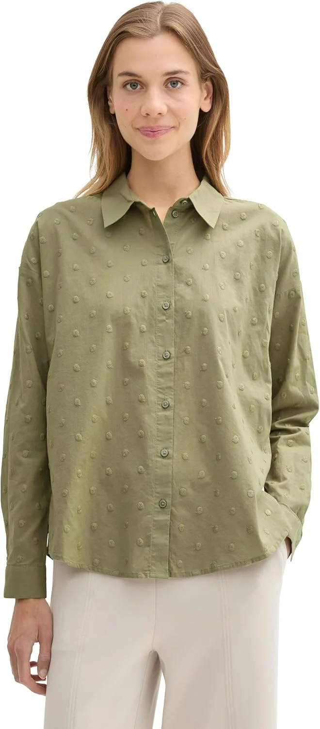 بلوز زنانه دکمه دار Tom Tailor Denim مدل 1043137 با بافت