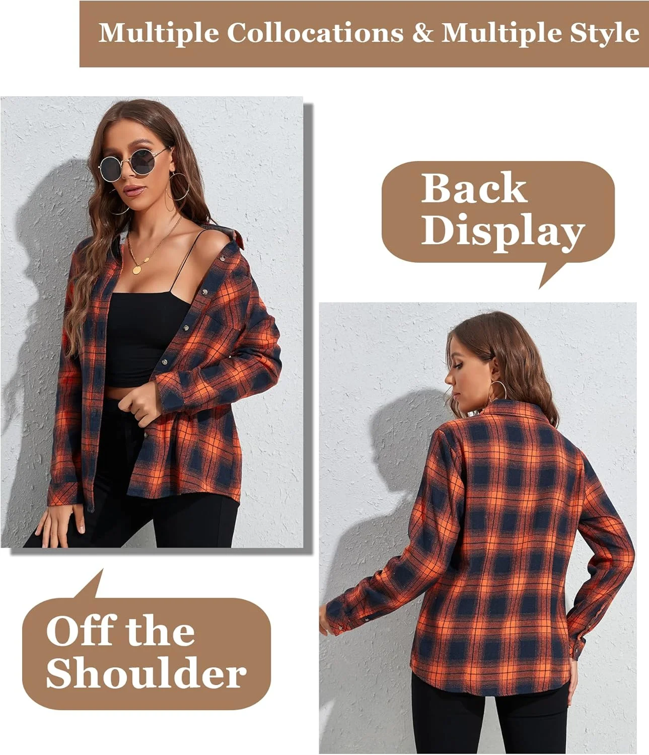 پیراهن چهارخانه زنانه مدل Deer، بلوز آستین بلند دکمه دار و غیر رسمی