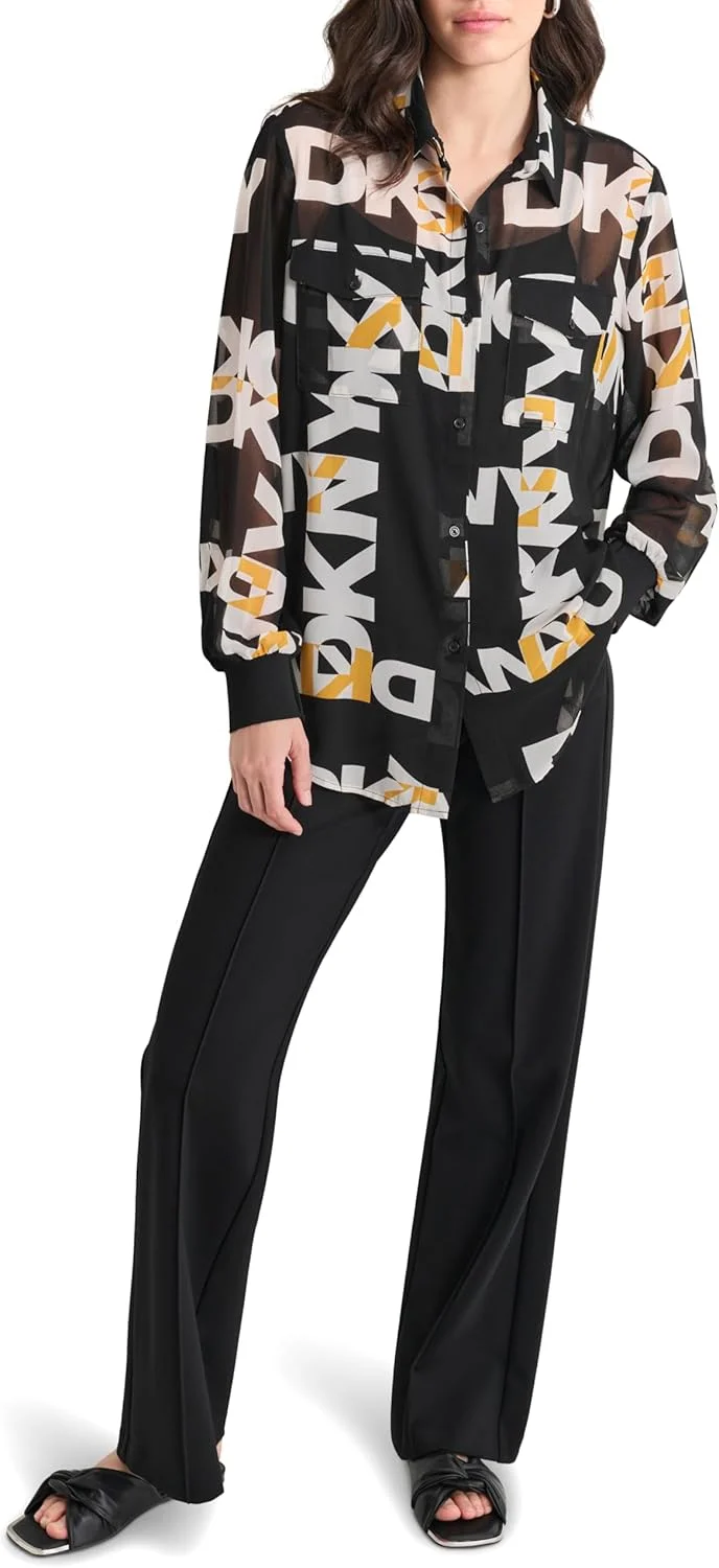 پیراهن آستین بلند زنانه DKNY طرح دار