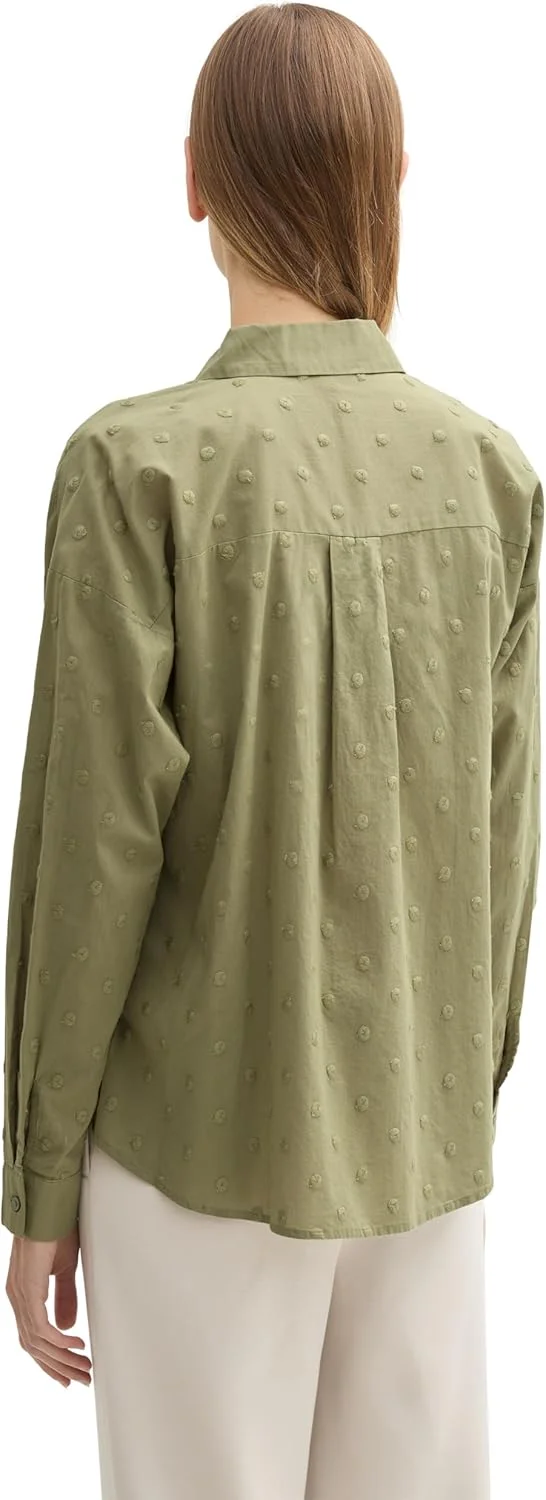 بلوز زنانه دکمه دار Tom Tailor Denim مدل 1043137 با بافت