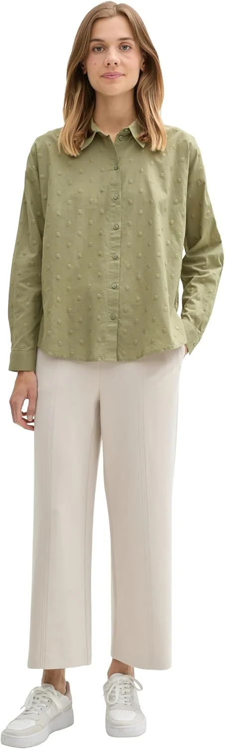 بلوز زنانه دکمه دار Tom Tailor Denim مدل 1043137 با بافت