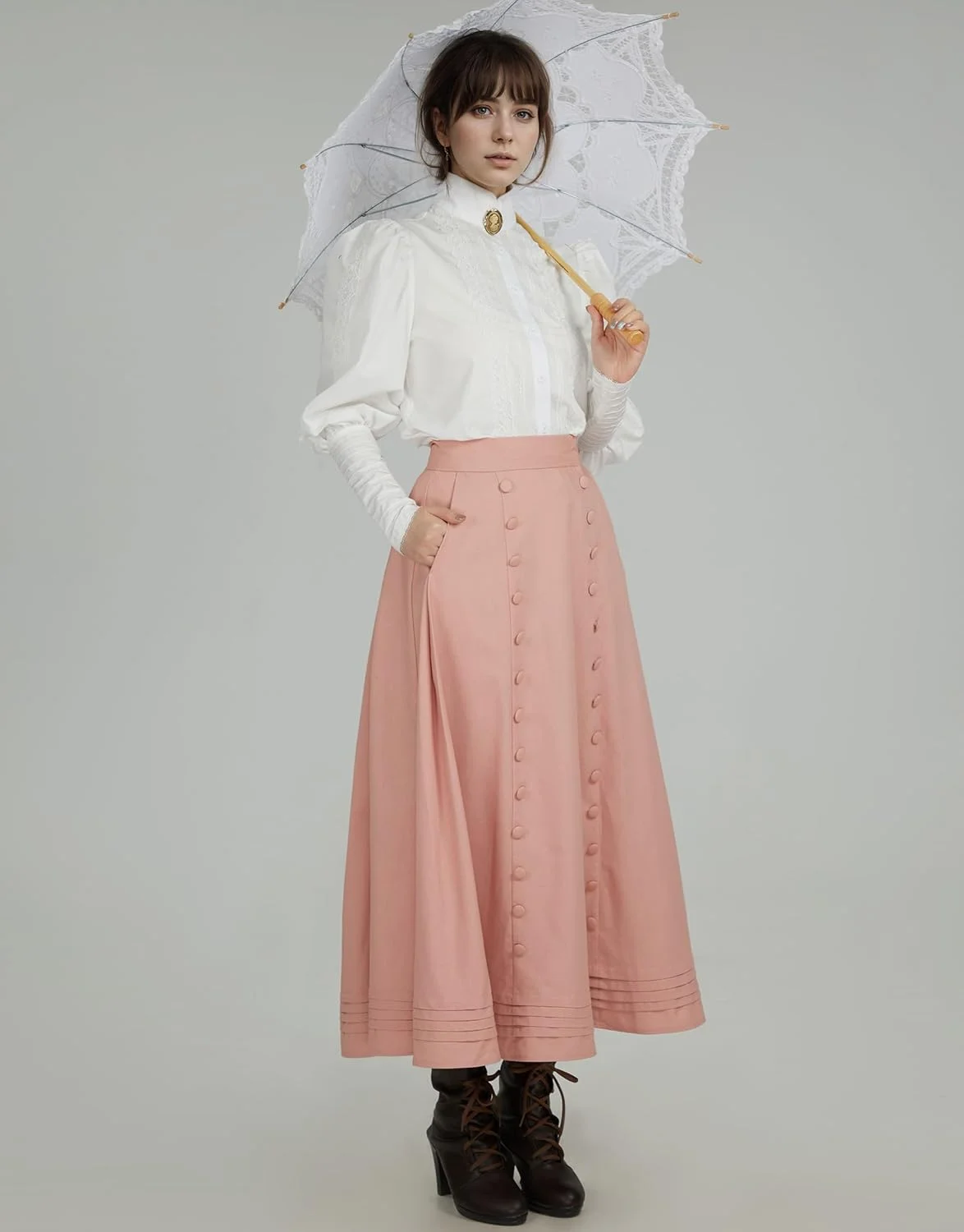 بلوز زنانه دایزبللا مدل ویکتوریایی، بلوز آستین پفی، دکمه دار، پیراهن های مجلسی چین دار