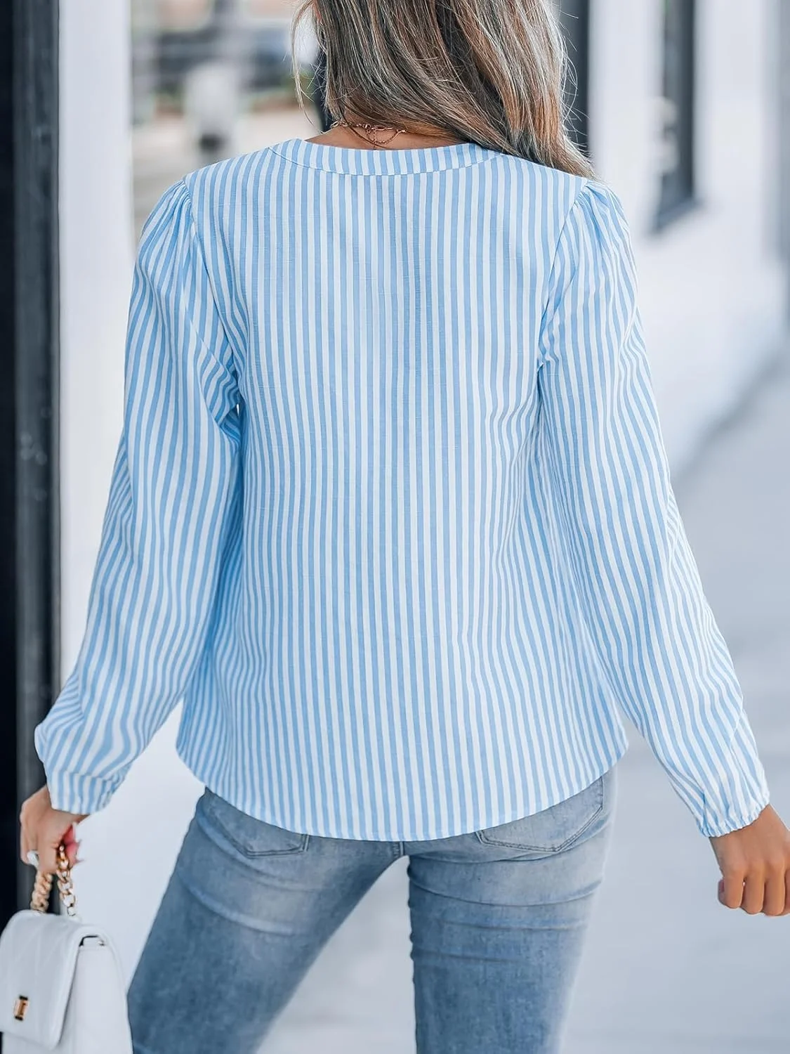 بلوز زنانه راه راه آستین بلند CUPSHE دکمه دار مناسب کار، اداره، استایل کژوال و رسمی