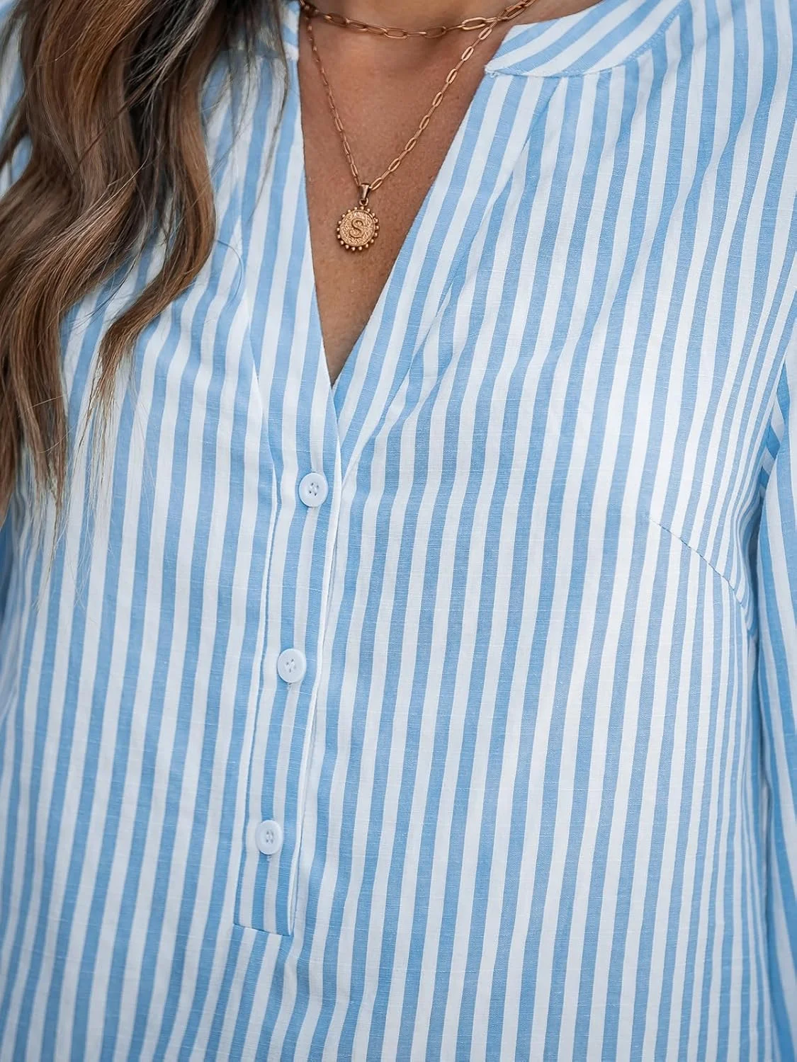 بلوز زنانه راه راه آستین بلند CUPSHE دکمه دار مناسب کار، اداره، استایل کژوال و رسمی