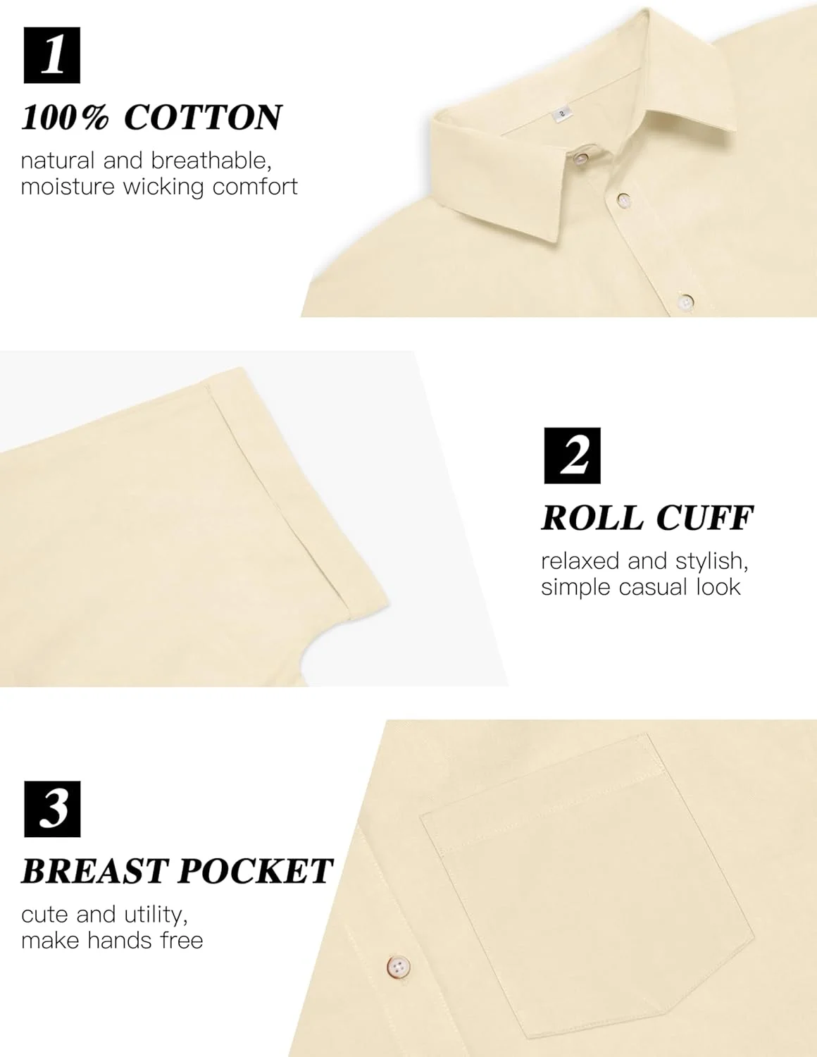 پیراهن آستین کوتاه نخی زنانه CUNLIN، بلوز دکمه دار زنانه، تاپ های تابستانی غیر رسمی با جیب، رنگ زردآلویی سفید