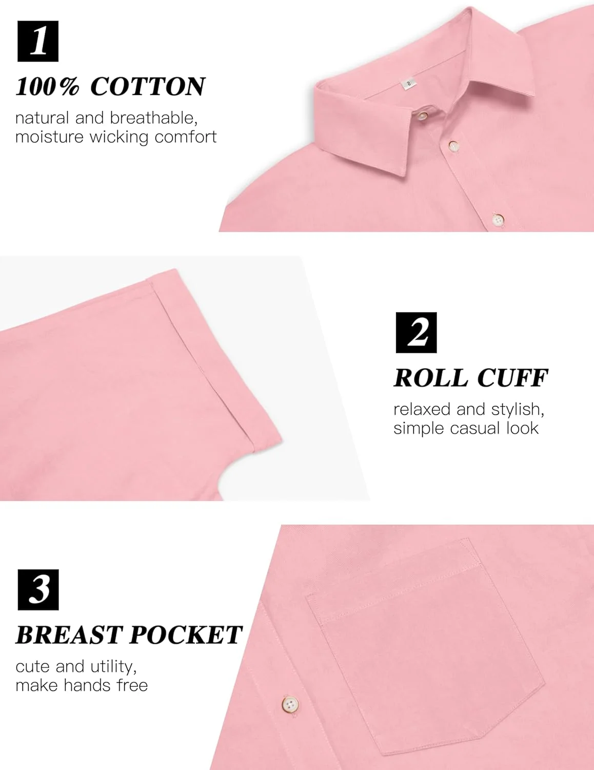 پیراهن آستین کوتاه زنانه CUNLIN، 100% پنبه، دکمه دار، بلوز زنانه، تاپ های غیر رسمی تابستانی با جیب