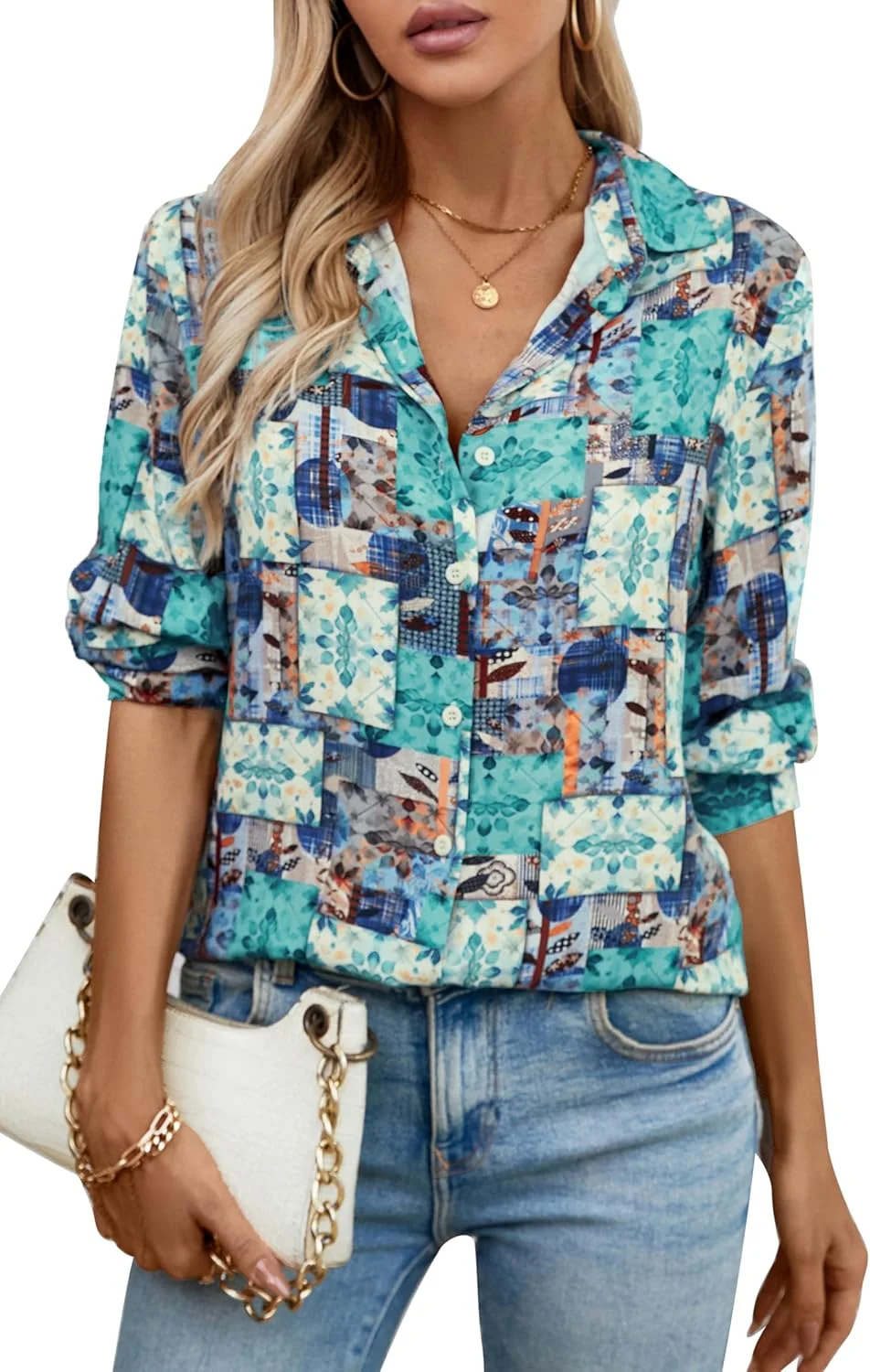 کوکسیلی بلوز زنانه، بلوزهای آستین بلند دکمه دار شیک، تاپ های غیر رسمی و مناسب کار