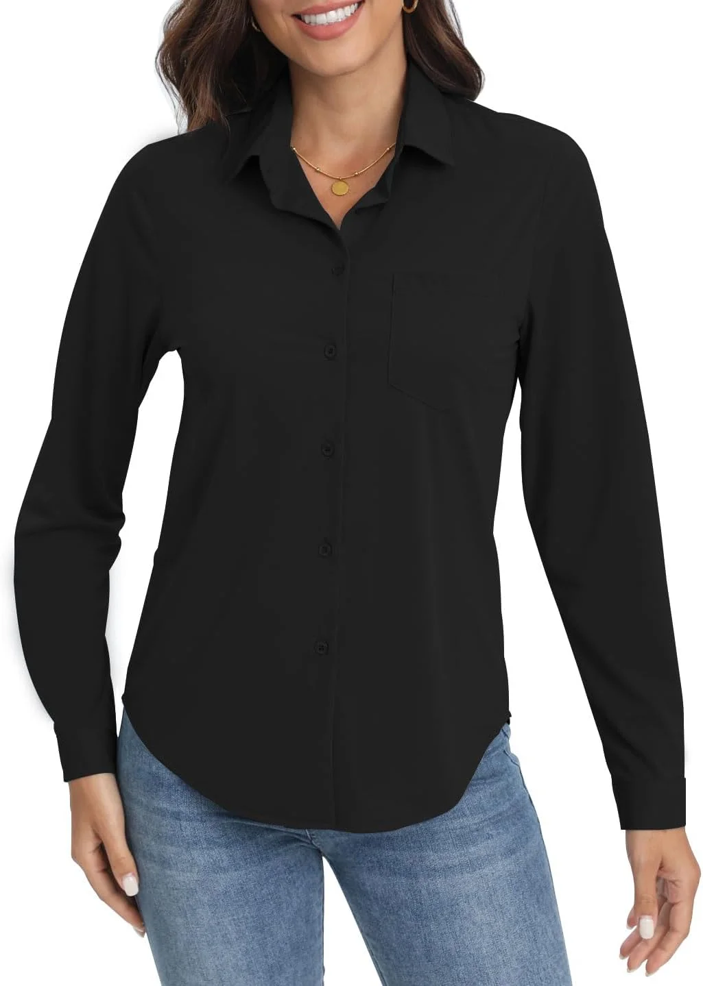 بلوز زنانه راه راه آستین بلند یقه دار مناسب کار اداری به همراه جیب