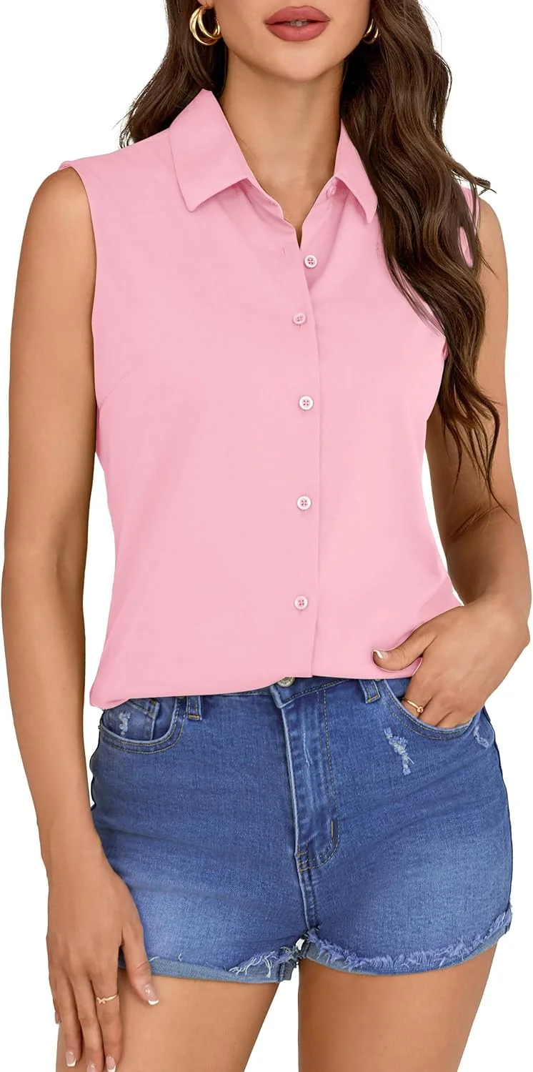 بلوز و شومیز آستین حلقه ای دکمه دار زنانه بدون چروک و بدون نیاز به اتو COUXILY، تاپ های کار غیر رسمی با تانک ابریشم توت