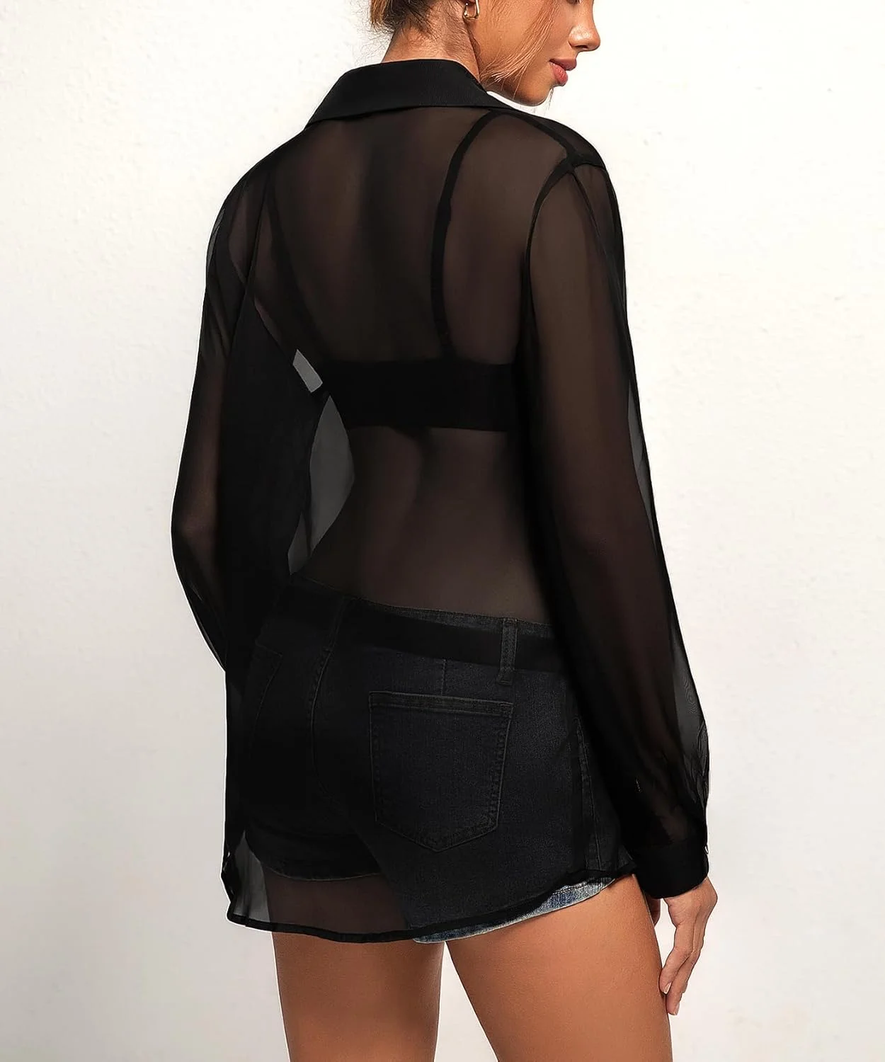 تاپ توری آستین بلند زنانه کولوکین، بلوز دکمه دار سایز بزرگ