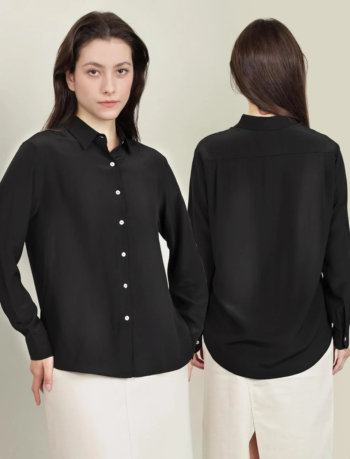 بلوزهای ابریشمی زنانه COLD POSH، آستین بلند، 100% ابریشم خالص، بلوزهای دکمه دار ظریف، تاپ های نرم و خنک