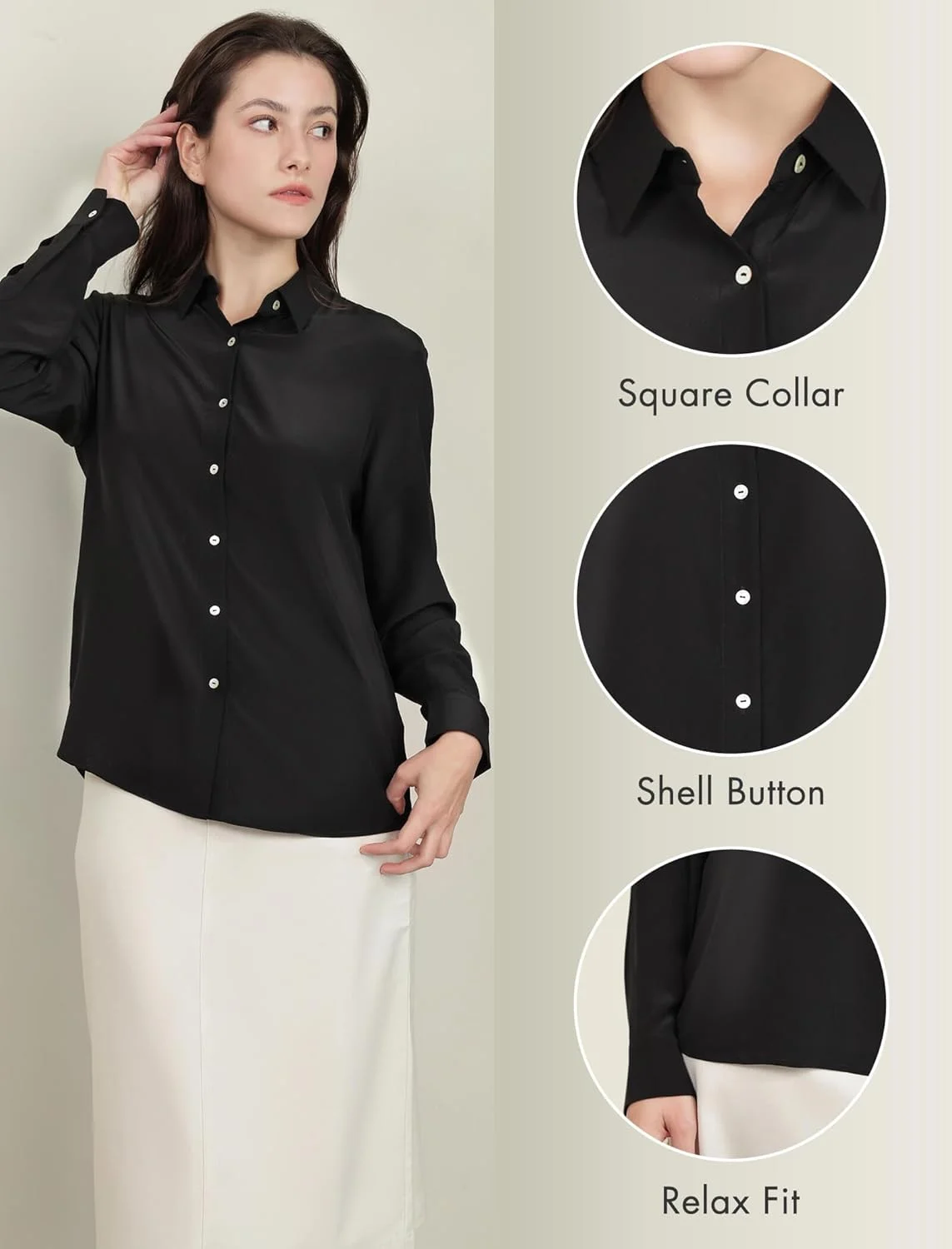 بلوزهای ابریشمی زنانه COLD POSH، آستین بلند، 100% ابریشم خالص، بلوزهای دکمه دار ظریف، تاپ های نرم و خنک