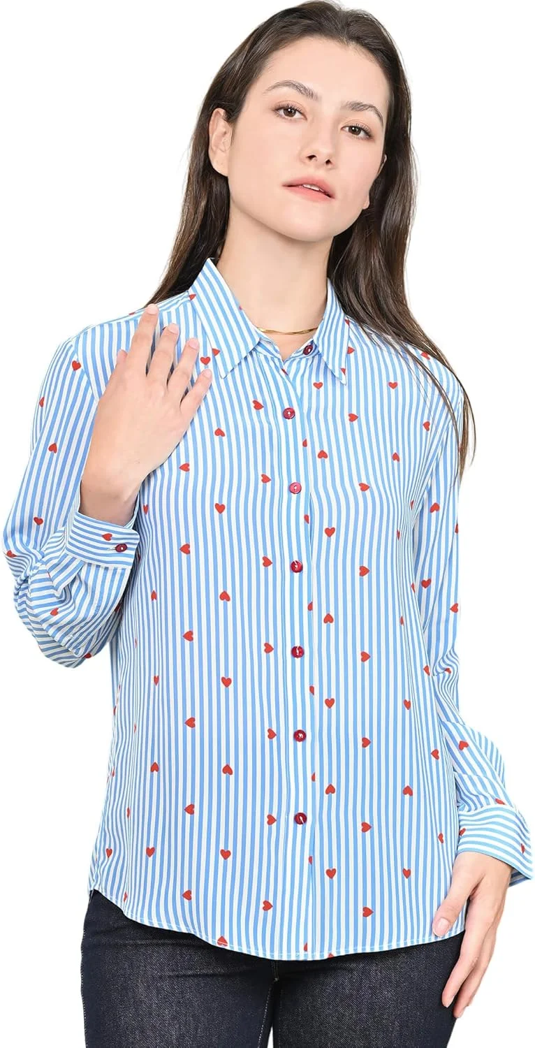 بلوز ابریشمی زنانه COLD POSH: پیراهن دکمه دار ساتن ابریشمی زنانه، مدل آزاد، تاپ های شیک و غیر رسمی، آستین بلند