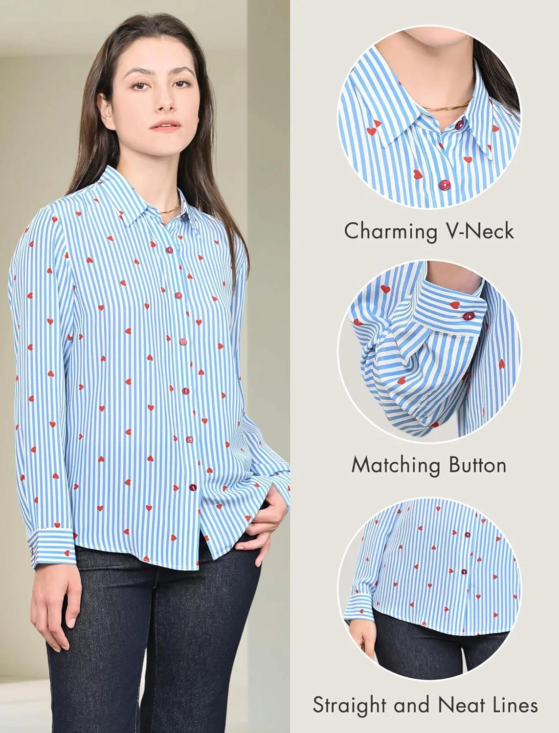 بلوز ابریشمی زنانه COLD POSH: پیراهن دکمه دار ساتن ابریشمی زنانه، مدل آزاد، تاپ های شیک و غیر رسمی، آستین بلند