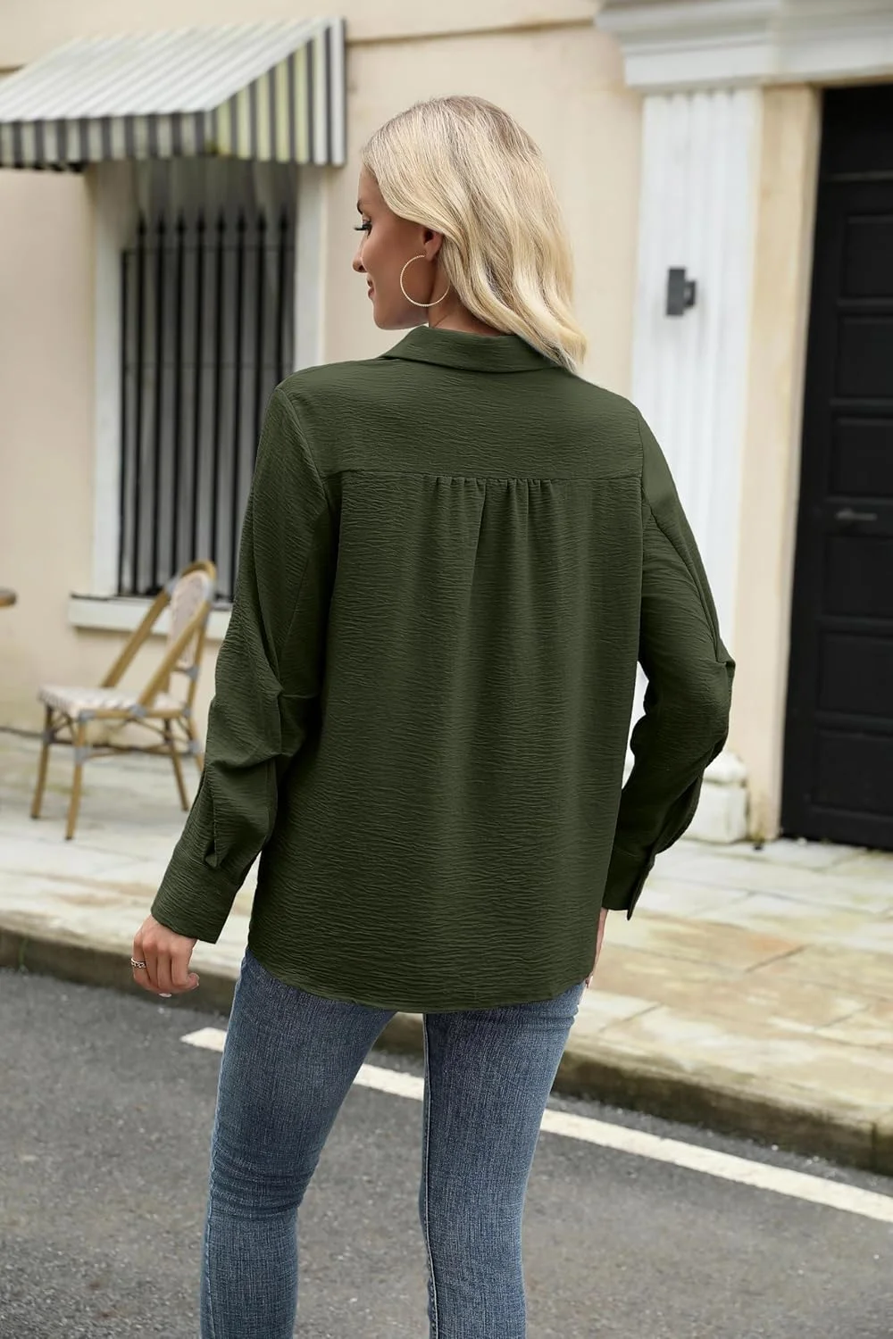 Cnlinkco بلوز زنانه دکمه دار آستین بلند مناسب پاییز با جیب، مناسب استفاده روزمره و مهمانی