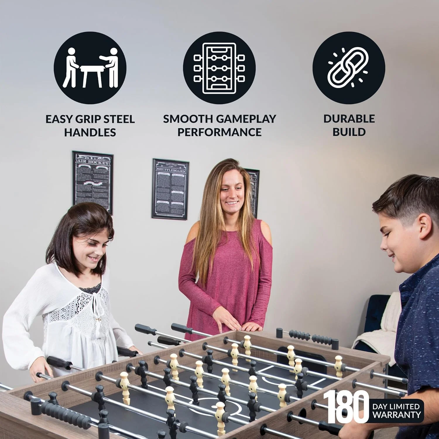 میز فوتبال دستی 48 اینچی Hathaway Fullerton، فوتبال دستی آرکید برای اتاق بازی، شامل (2) توپ فوتبال دستی ABS 36 میلیمتری، چوب دریفت (BG50330) میز فوتبال دستی 48 اینچی Hathaway Fullerton، فوتبال دستی آرکید برای اتاق بازی، شامل (2) توپ فوتبال دستی ABS 36 میلیمتری، چوب دریفت (BG50330)