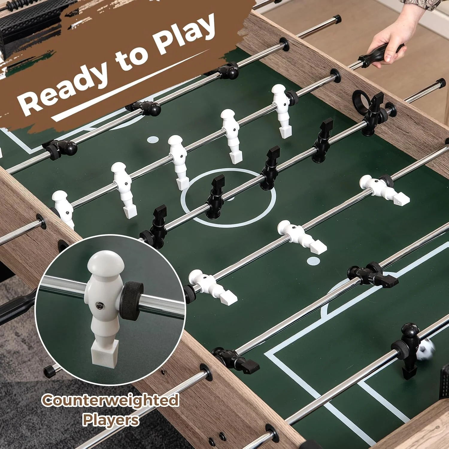 میز فوتبال دستی GYMAX، سایز کامل 54 اینچی به همراه 2 توپ، مناسب برای خانه، اتاق بازی و اداره میز فوتبال دستی GYMAX، سایز کامل 54 اینچی به همراه 2 توپ، مناسب برای خانه، اتاق بازی و اداره