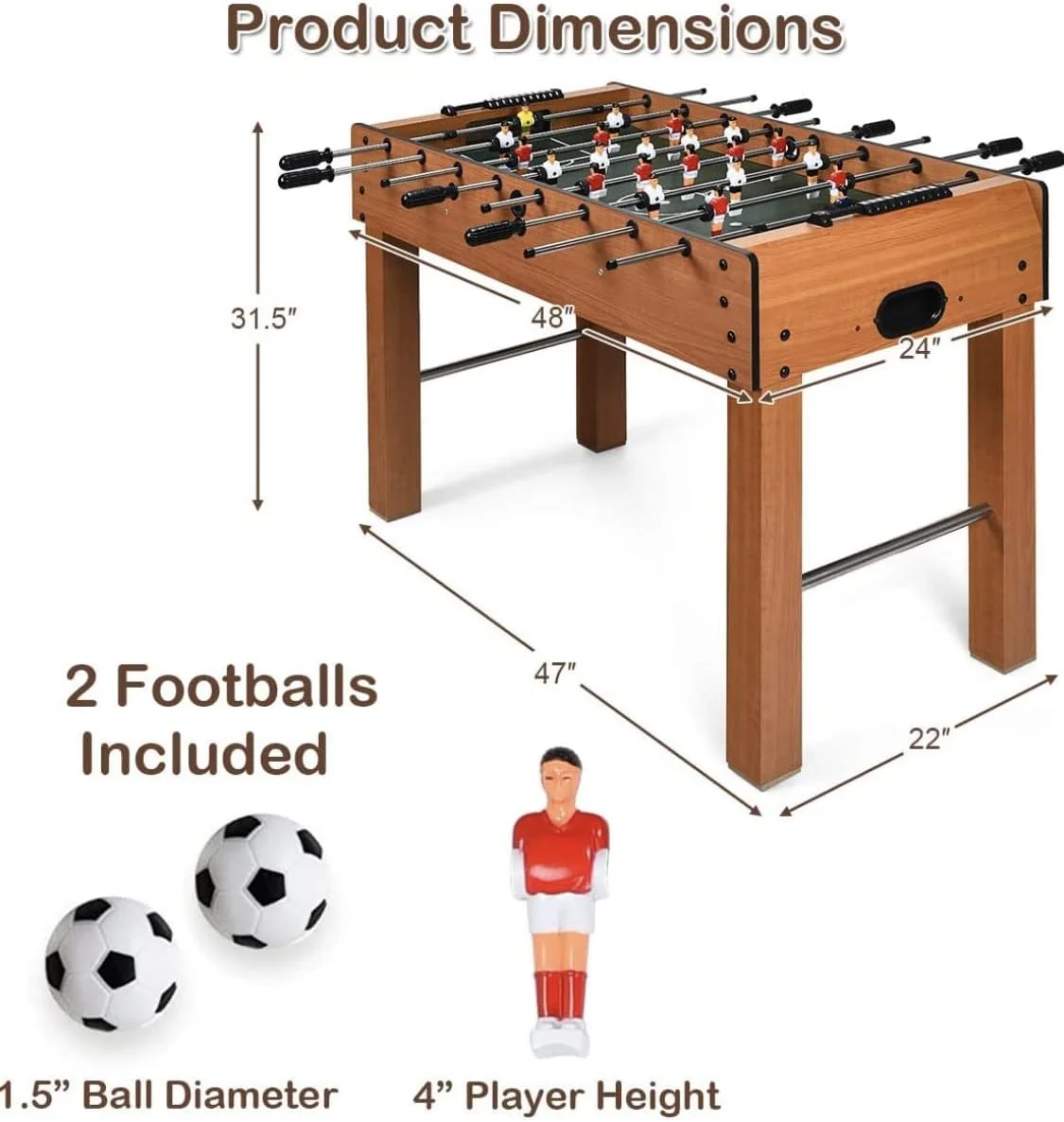 میز فوتبال دستی 48 اینچی Hanaiette، میز فوتبال چوبی، فوتبال دستی جام جهانی برای کودکان، بزرگسالان، گیم نت ها، اتاق بازی، بارها، مهمانی ها، شب های خانوادگی میز فوتبال دستی 48 اینچی Hanaiette، میز فوتبال چوبی، فوتبال دستی جام جهانی برای کودکان، بزرگسالان، گیم نت ها، اتاق بازی، بارها، مهمانی ها، شب های خانوادگی