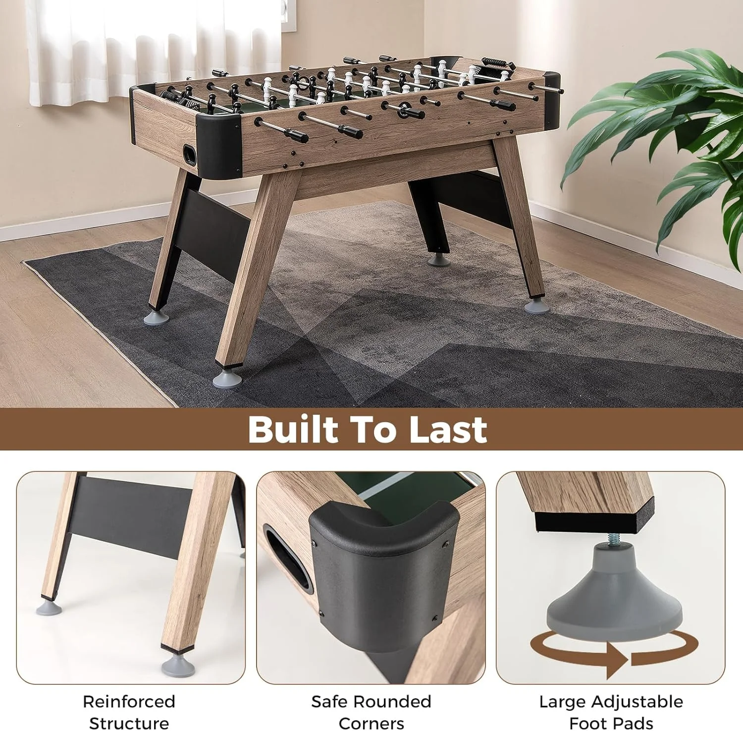 میز فوتبال دستی GYMAX، سایز کامل 54 اینچی به همراه 2 توپ، مناسب برای خانه، اتاق بازی و اداره میز فوتبال دستی GYMAX، سایز کامل 54 اینچی به همراه 2 توپ، مناسب برای خانه، اتاق بازی و اداره