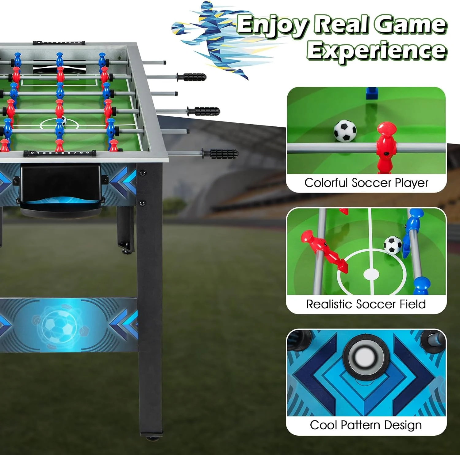 میز فوتبال دستی Giantex، سایز بزرگسال 95 سانتی متری، به همراه 2 توپ، دسته صاف، تراز کننده پایه قابل تنظیم، زمین فوتبال واقعی، بازی میز فوتبال برای کودکان، نوجوانان، بازی فوتبال دستی میز فوتبال دستی Giantex، سایز بزرگسال 95 سانتی متری، به همراه 2 توپ، دسته صاف، تراز کننده پایه قابل تنظیم، زمین فوتبال واقعی، بازی میز فوتبال برای کودکان، نوجوانان، بازی فوتبال دستی
