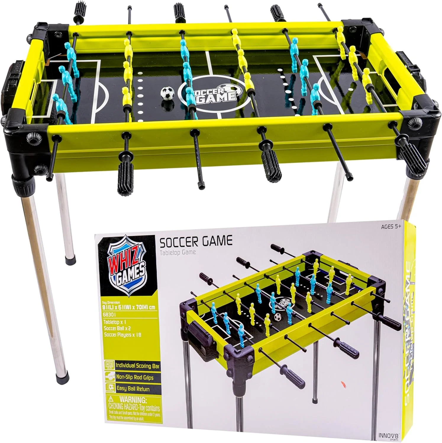 میز فوتبال دستی ۳۲ اینچی زرافه گرافیکی برای کودکان | میز فوتبال جمع و جور و بادوام | مونتاژ آسان | میز سبک وزن برای تفریح خانوادگی، اتاق بازی و رقابت دوستانه | ۸۱x۶۱x۷۰ سانتی متر