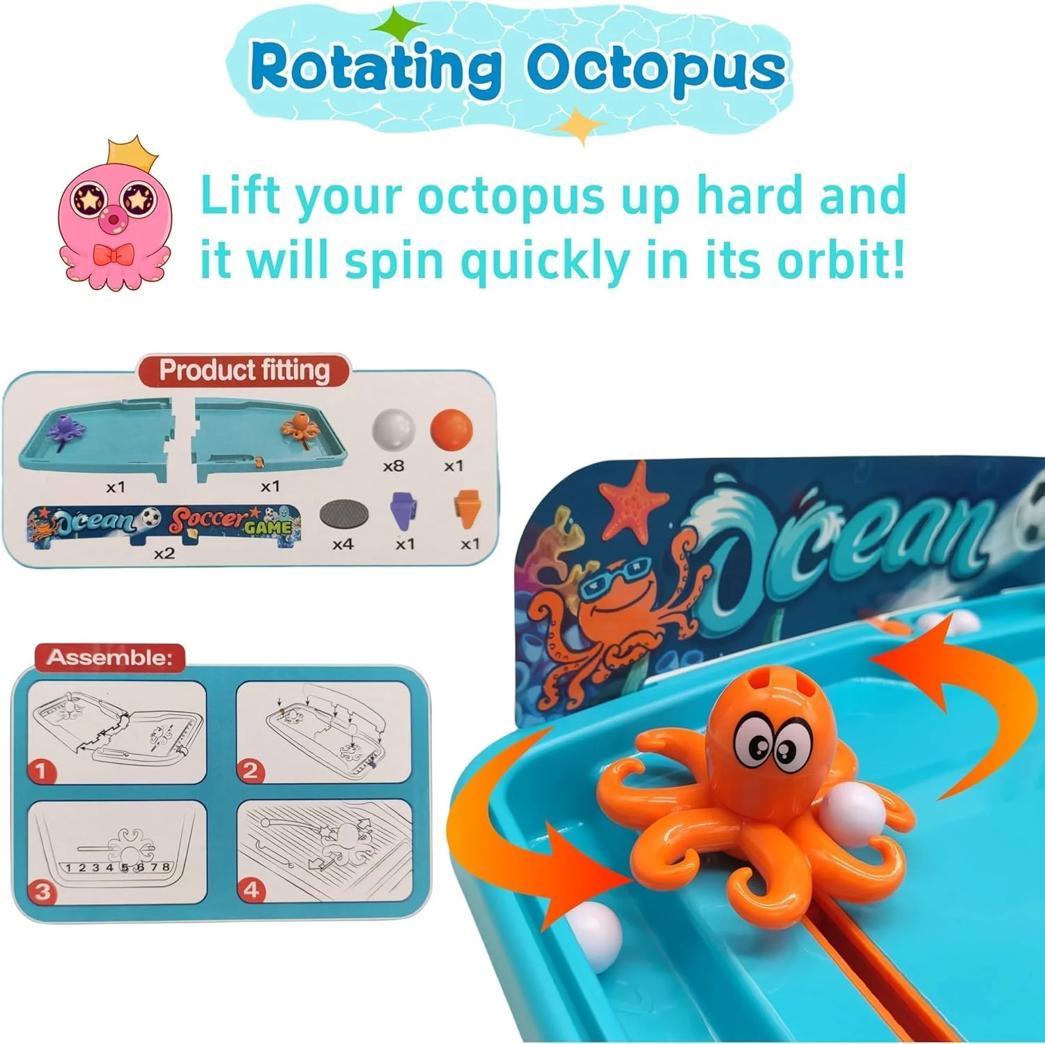 فوتبال دستی کوچک، بازی اختاپوس، فوتبال دستی مینی، بازی پین بال برای کودکان، بازی خانوادگی رومیزی سرپوشیده، بازی رومیزی مهمانی