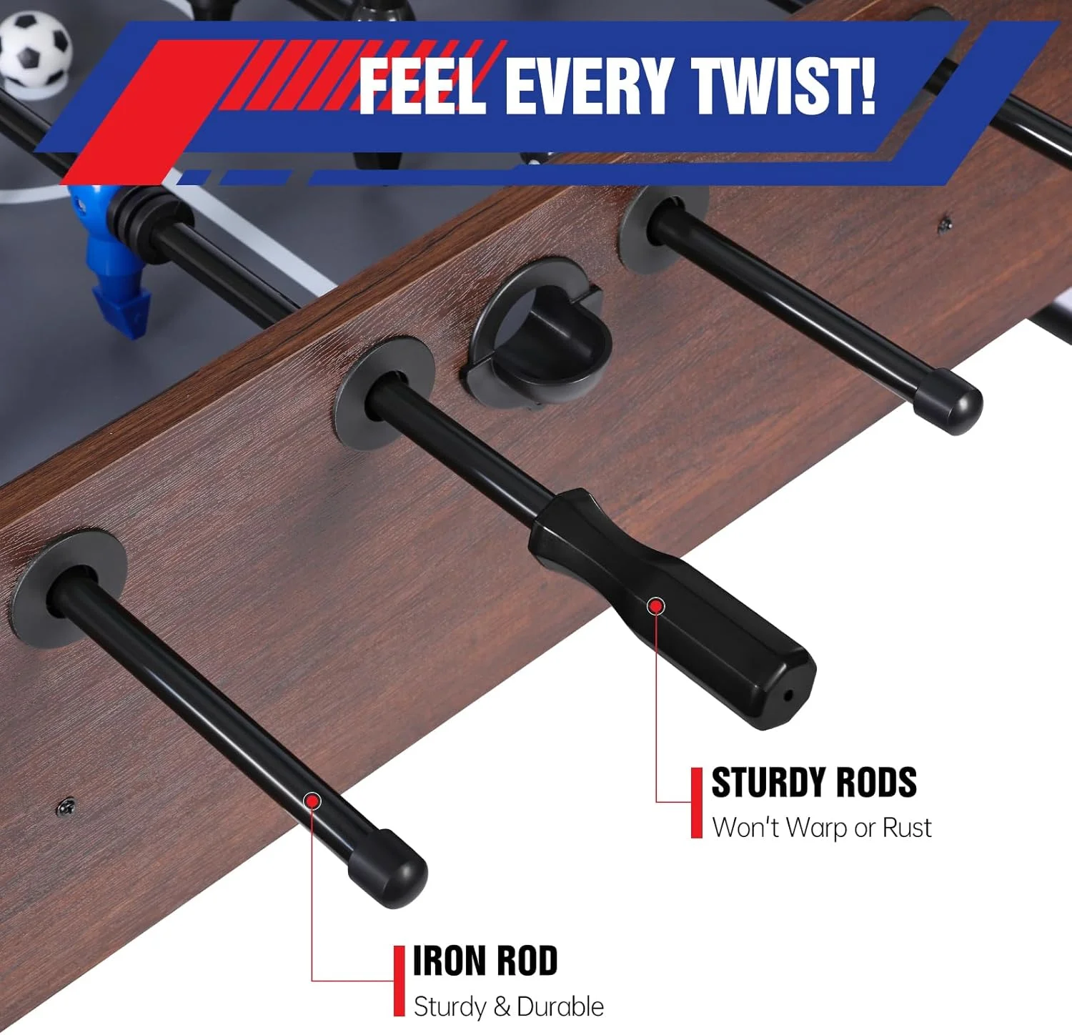 میز فوتبال دستی سایز بزرگ 54 اینچی برای بزرگسالان، میز بازی فوتبال سایز کامل مسابقاتی با 2 توپ، اتاق بازی میز فوتبال میز فوتبال دستی سایز بزرگ 54 اینچی برای بزرگسالان، میز بازی فوتبال سایز کامل مسابقاتی با 2 توپ، اتاق بازی میز فوتبال