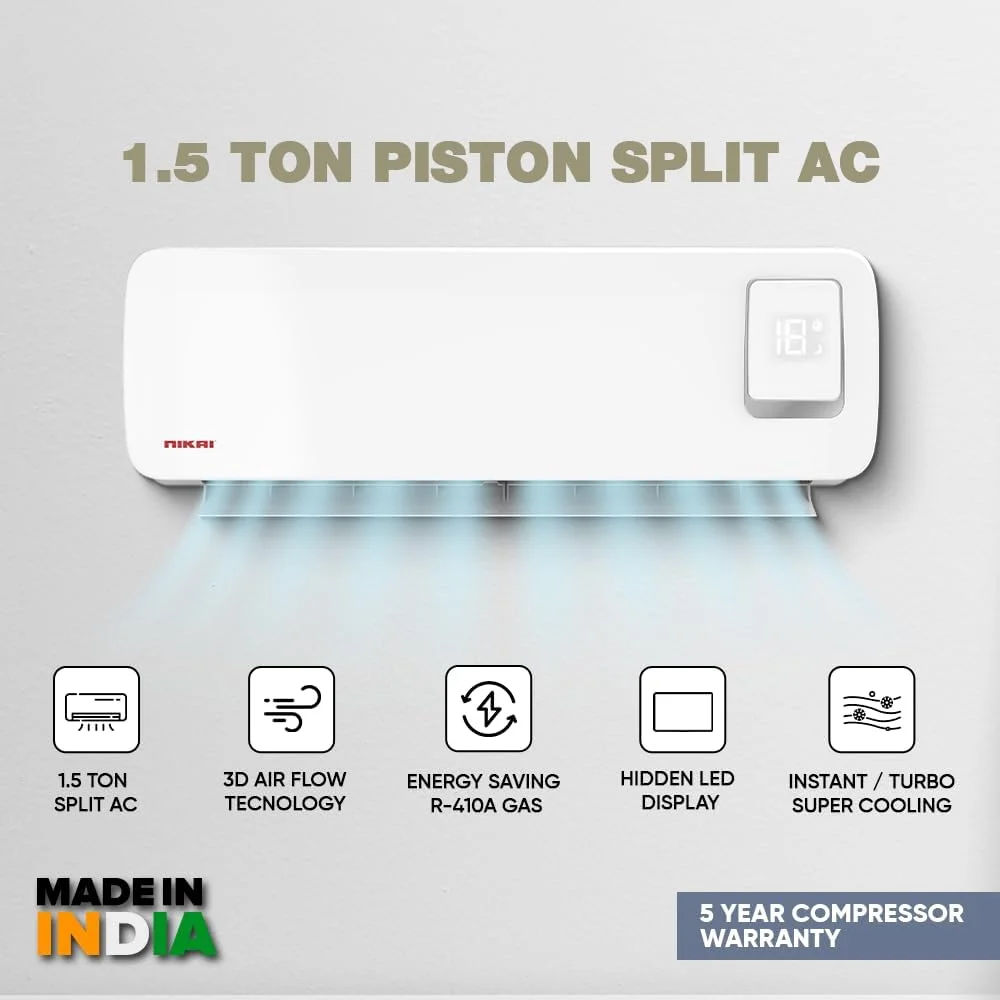 کولر گازی اسپلیت نیکای 1.5 تن، 18000 BTU، کمپرسور گرمسیری T3، صرفه جویی در انرژی، راه اندازی مجدد خودکار، سرمایش کارآمد - NSAC18138E22 (بازسازی شده) کولر گازی اسپلیت نیکای 1.5 تن، 18000 BTU، کمپرسور گرمسیری T3، صرفه جویی در انرژی، راه اندازی مجدد خودکار، سرمایش کارآمد - NSAC18138E22 (بازسازی شده)