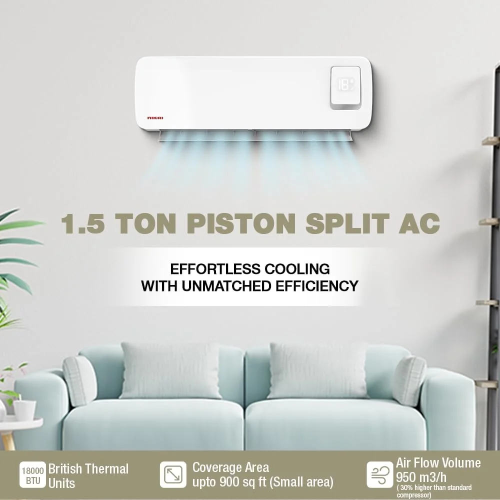 کولر گازی اسپلیت نیکای 1.5 تن، 18000 BTU، کمپرسور گرمسیری T3، صرفه جویی در انرژی، راه اندازی مجدد خودکار، سرمایش کارآمد - NSAC18138E22 (بازسازی شده) کولر گازی اسپلیت نیکای 1.5 تن، 18000 BTU، کمپرسور گرمسیری T3، صرفه جویی در انرژی، راه اندازی مجدد خودکار، سرمایش کارآمد - NSAC18138E22 (بازسازی شده)